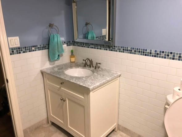 Classic bathroom with white subway tile
